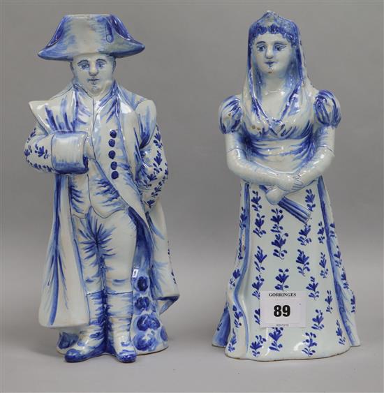 A pair of French faience jugs of Emperor Napoleon and Empress Josephine, c.1900